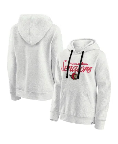 Fanatics Women's Oatmeal Ottawa Senators True Classics Quilted Pullover Hoodie In Gray