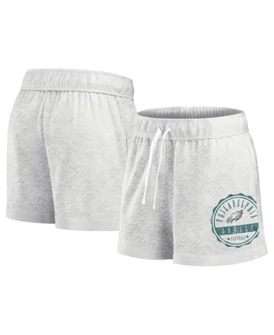 Fanatics Women's Oatmeal Philadelphia Eagles Vintage Badge Shorts In Oatmeal,white