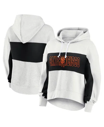 Fanatics Women's Oatmeal San Francisco Giants Up For It Fleece Pullover Hoodie In Oatmeal,black