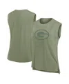 Fanatics Women's Olive Green Bay Packers Studio Embrace Tank Top In Green
