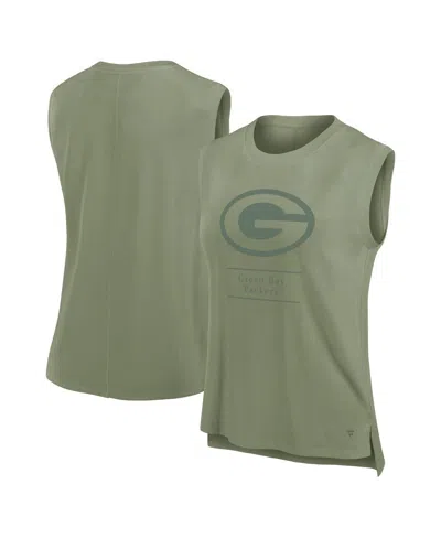 Fanatics Women's Olive Green Bay Packers Studio Embrace Tank Top