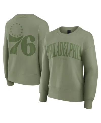 Fanatics Women's Olive Philadelphia 76ers Elements Flow Pullover Sweatshirt In Green