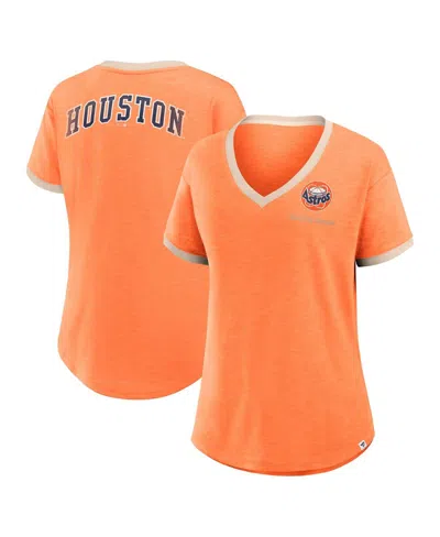Fanatics Women's Orange Houston Astros Binge Worthy Stadium Slub V-neck T-shirt