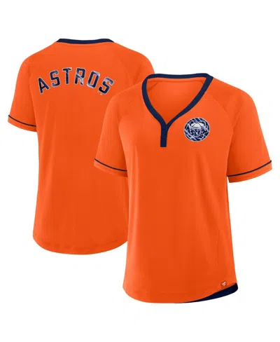 Fanatics Women's Orange Houston Astros Cooperstown Collection League Diva Raglan V-neck T-shirt