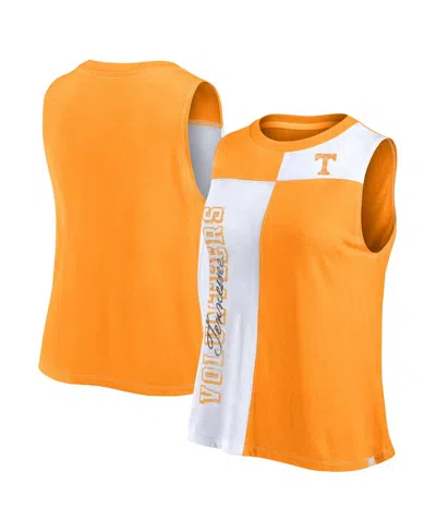 Fanatics Women's Orange/white Tennessee Volunteers Colorblock High Neck Tank Top In Tennessee Orange,white