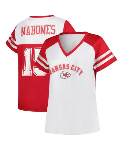 Fanatics Women's Patrick Mahomes White Kansas City Chiefs Plus Size Bling V-neck T-shirt In Red