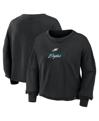 Fanatics Women's Philadelphia Eagles Chop Block Oversized Boxy Long-sleeve Top In Black