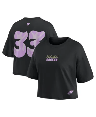 Fanatics Women's Philadelphia Eagles Cooper Dejean Cropped Puff-print T-shirt In Black