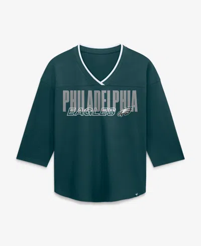Fanatics Women's Philadelphia Eagles Team First Deceptive Juke 3/4-sleeve V-neck T-shirt In Green