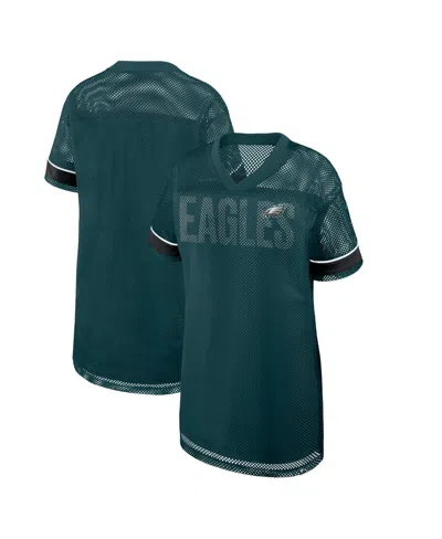 Fanatics Women's Philadelphia Eagles Team First Deep Route Oversized Mesh Short-sleeve Dress In Green