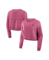 Shop Fanatics Women's Pink Cincinnati Reds Relax Studio Cropped Pullover Sweatshirt