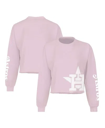 Fanatics Women's Pink Houston Astros Cropped Slouchy Long Sleeve T-shirt