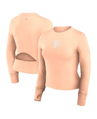 Fanatics Women's Pink San Francisco Giants Studio Fitted Long Sleeve Gym Top In Light Pink