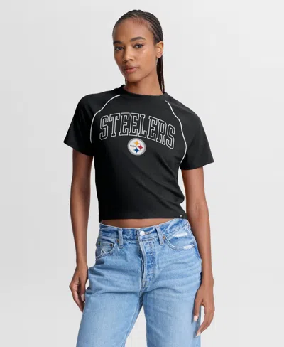 Fanatics Women's Pittsburgh Steelers Offensive Scheme Raglan Cropped Top In Black