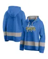 Fanatics Women's Powder Blue/gray Los Angeles Chargers Huddle Up Fundamental Fleece Color Block Pullover Hood In Blue