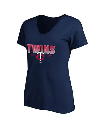 Fanatics Women's Profile Navy Minnesota Twins Plus Size Wordmark V-neck T-shirt In Blue