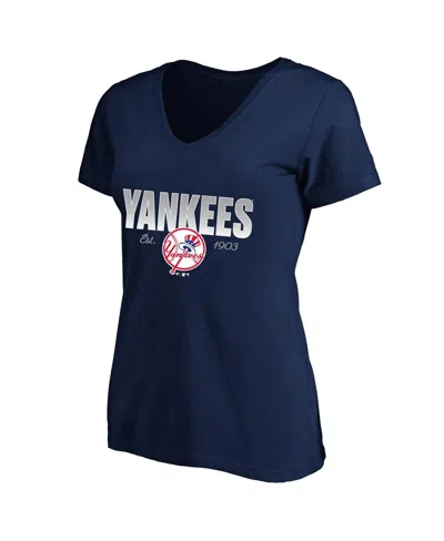 Fanatics Women's Profile Navy New York Yankees Plus Size Wordmark V-neck T-shirt In Blue