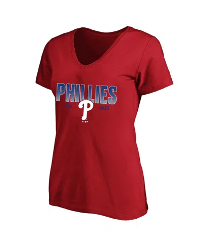 Fanatics Women's Profile Red Philadelphia Phillies Plus Size Wordmark V-neck T-shirt