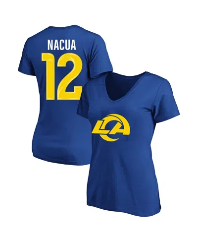 Fanatics Women's Puka Nacua Royal Los Angeles Rams Plus Size Name Number V-neck T-shirt In Blue