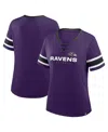 Fanatics Women's Purple Baltimore Ravens Redzone Draw Play Athena Lace-up T-shirt In Animal Print