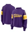 Fanatics Women's Purple Minnesota Vikings Oversized Hometown Toss Sweep Mock Neck Pullover Hoodie In Purple