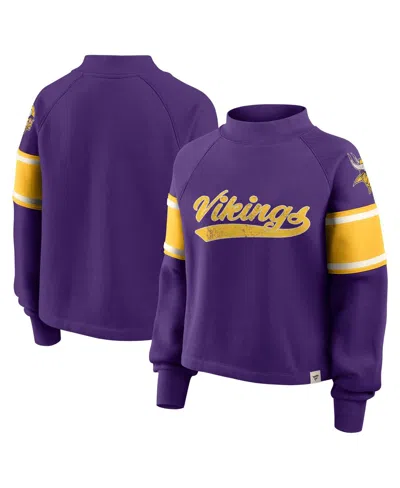 Fanatics Women's Purple Minnesota Vikings Oversized Hometown Toss Sweep Mock Neck Pullover Hoodie