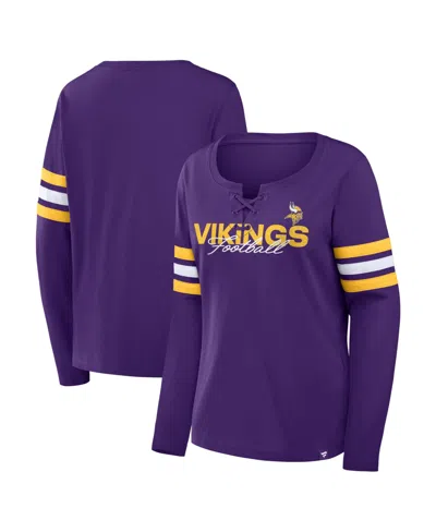 Fanatics Women's Purple Minnesota Vikings Team First Coverage Scheme Lace-up Long Sleeve T-shirt