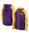 Fanatics Women's Purple/gold Minnesota Vikings Redzone End Around Pass Raglan Full-zip Hoodie In Blue