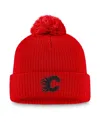 Fanatics Women's Red Calgary Flames Cuffed Knit With Pom Hat In Red