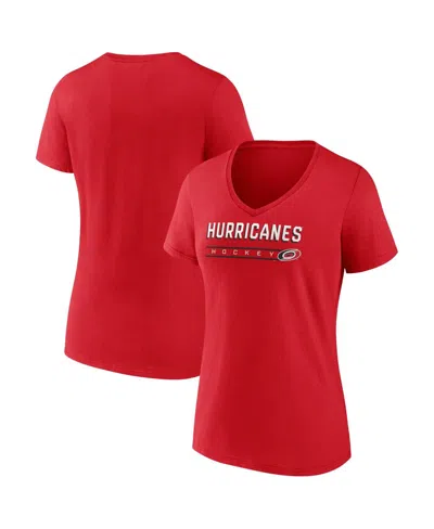 Fanatics Women's Red Carolina Hurricanes V-neck T-shirt