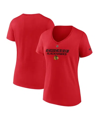 Fanatics Women's Red Chicago Blackhawks Authentic Pro Core Primary V-neck T-shirt
