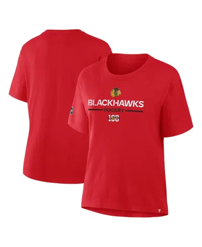 Fanatics Women's Red Chicago Blackhawks Centennial Celebration T-shirt