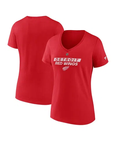 Fanatics Women's Red Detroit Red Wings Authentic Pro Core Primary V-neck T-shirt