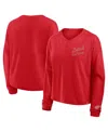Fanatics Women's Red Detroit Red Wings Oversized All Out Effort Long Sleeve Henley T-shirt In Red