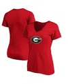 Fanatics Women's Red Georgia Bulldogs Primary Logo V-neck T-shirt In Red