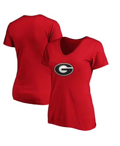 Fanatics Women's Red Georgia Bulldogs Primary Logo V-neck T-shirt