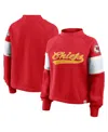 Fanatics Women's Red Kansas City Chiefs Oversized Hometown Toss Sweep Raglan Pullover Sweatshirt In Red