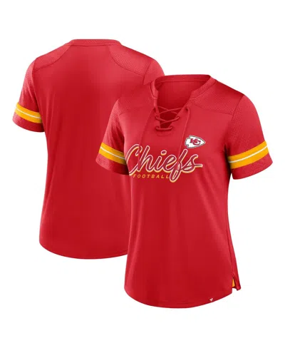 Fanatics Women's Red Kansas City Chiefs Play Script Lace-up T-shirt
