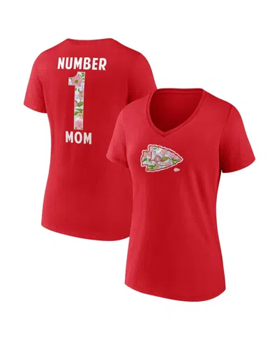 Fanatics Women's Red Kansas City Chiefs Plus Size Mother's Day Floral V-neck T-shirt