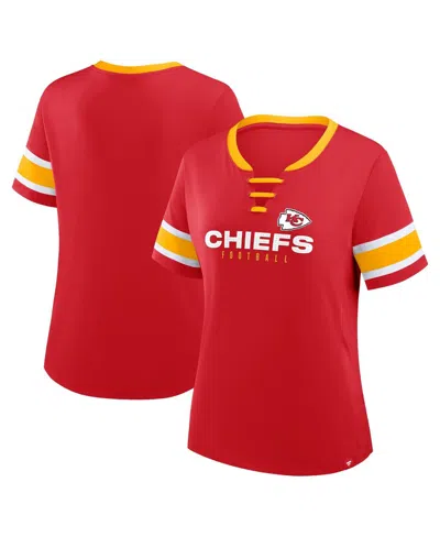 Fanatics Women's Red Kansas City Chiefs Plus Size Red Zone Athena Lace-up V-notch Neck T-shirt
