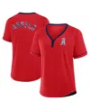 Fanatics Women's Red Los Angeles Angels League Diva Star Raglan V-neck T-shirt In Red