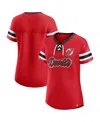 Fanatics Women's Red New Jersey Devils Iconic Athena Lace-up T-shirt In Red