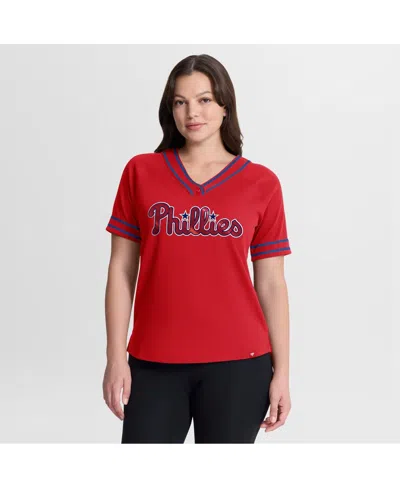 Fanatics Women's Red Philadelphia Phillies Diva Race Ahead Raglan V-neck T-shirt