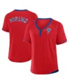 Fanatics Women's Red Philadelphia Phillies League Diva Star Raglan V-neck T-shirt In Red