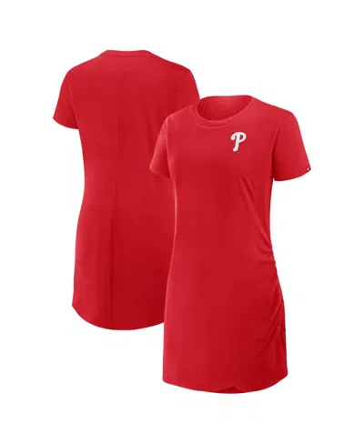 Fanatics Women's Red Philadelphia Phillies Ruched Drape T-shirt Dress