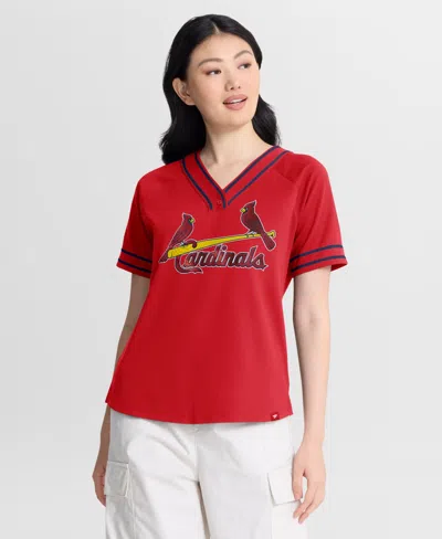 Fanatics Women's Red St. Louis Cardinals Diva Race Ahead Raglan V-neck T-shirt In Pink