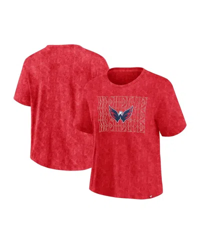 Fanatics Women's Red Washington Capitals Faded Wash T-shirt