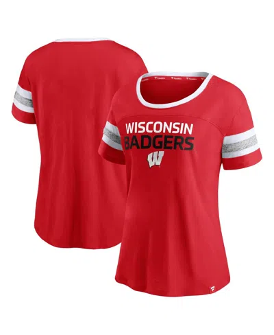 Fanatics Women's Red Wisconsin Badgers Block Party T-shirt
