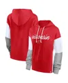 Fanatics Women's Red Wisconsin Badgers Play It Safe Color Block Pullover Hoodie In Red