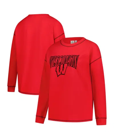 Fanatics Women's Red Wisconsin Badgers Plus Size Contrast Stitch Sweatshirt